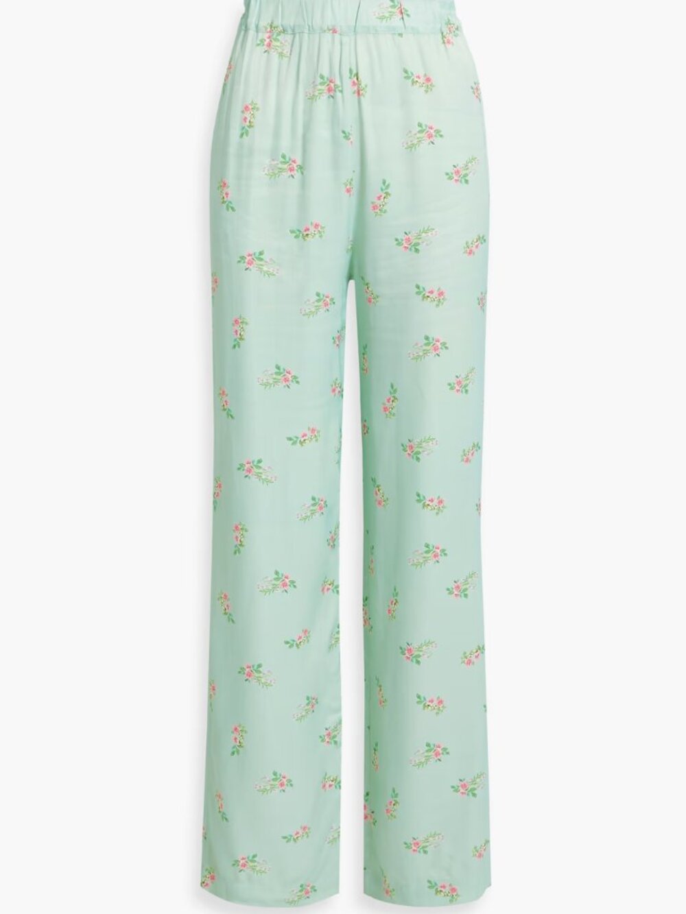 SLEEPER Satin Pajama Pants in Mint Green Floral Print Size XS Brand New NWT